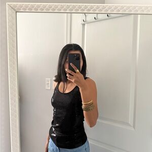 Express Black Sequin Tank Top